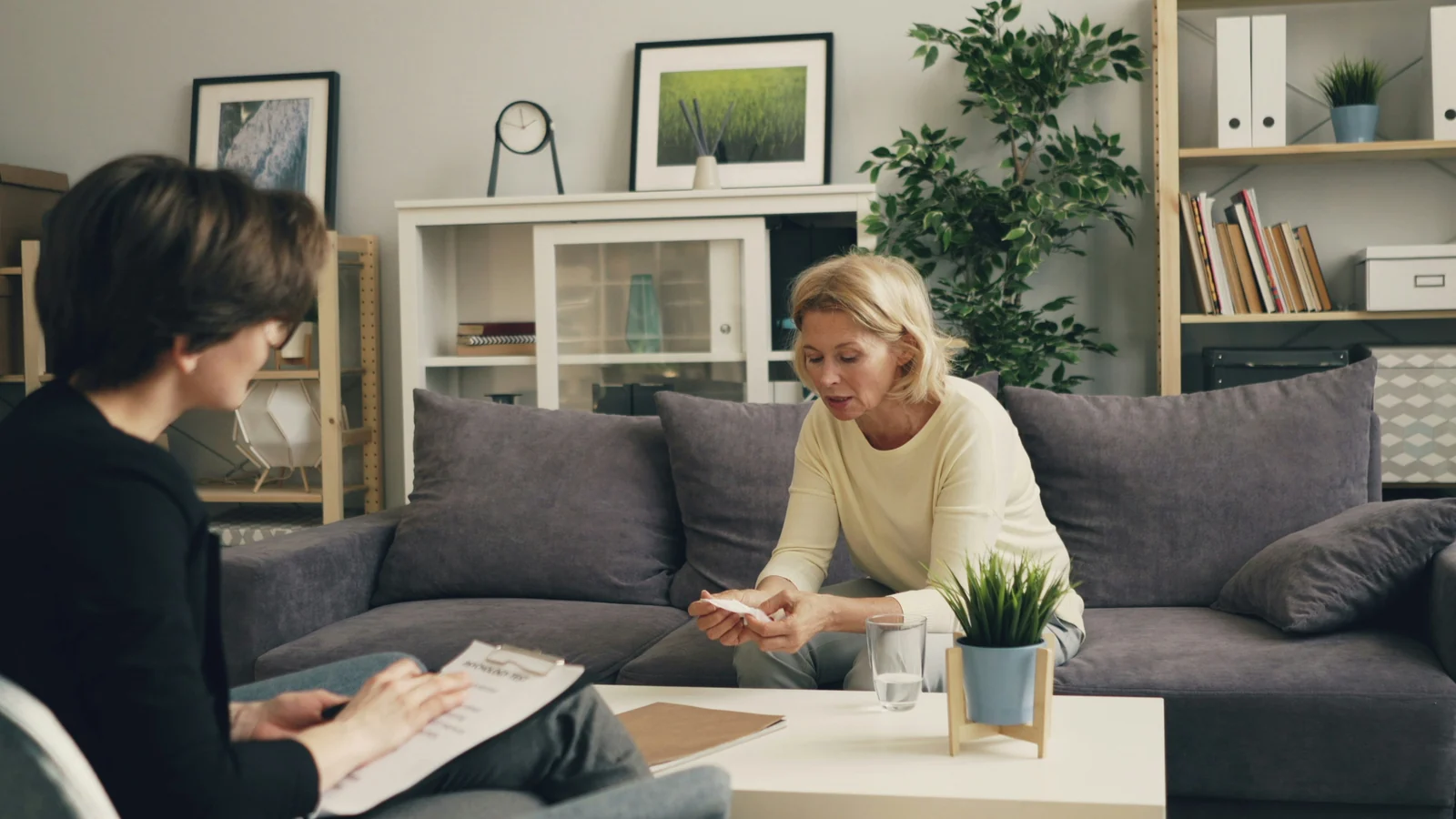 A clinician going over a plan with a patient